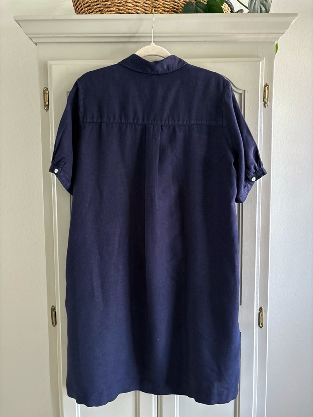 BACKSTAGE 100% Linen Shirt Dress with Pockets | Navy Blue | Size Medium - Picture 2 of 5